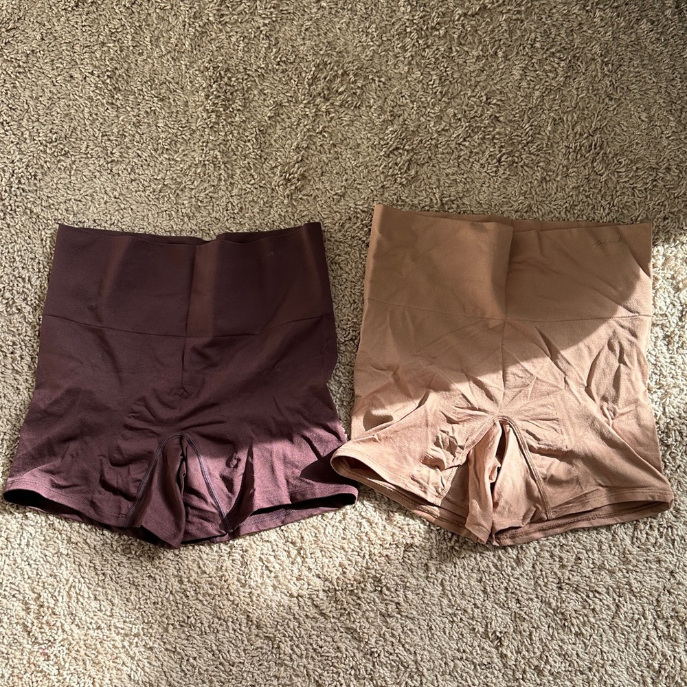 PINK Victoria's Secret High Waisted Boyshort Shapewear Shorts in Brown and Tan
